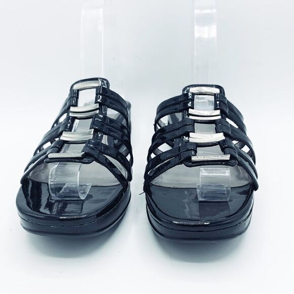 Calvin Klein Women’s Black Patent Leather Cut Out Window Wedge Size 8 - Picture 5 of 16